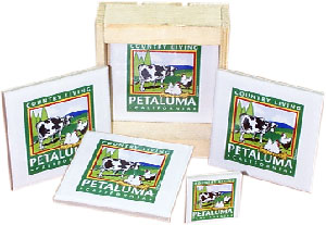 [Ceramic Petaluma Magnet and Coasters]